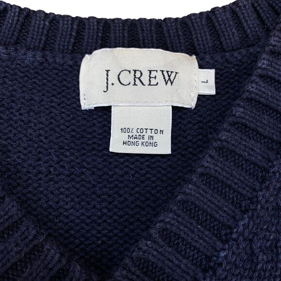 J.CREW Vest Mens Large Navy Knit 100% Cotton Sleeveless V Neck Pullover - Picture 4 of 9